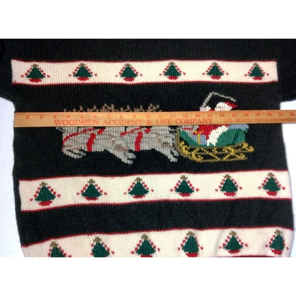 South Wool Christmas Sweater M Hand Loomed New Wool Santa Sleigh Reindeer - Picture 4 of 13
